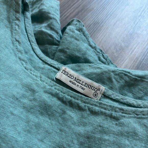 Terzo Millennio 100% Linen Top Italian Made Women's Large Button Back - Picture 7 of 8
